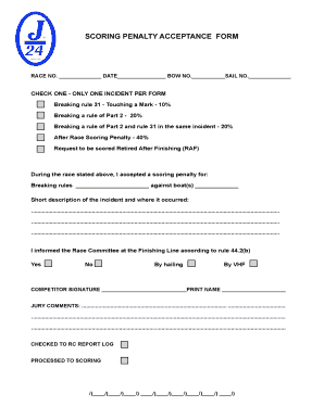 Scoring Penalty Acceptance Form
