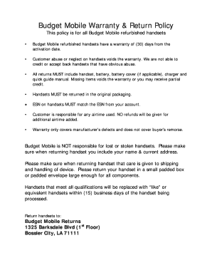 Budget Mobile Refurbished Handset Warranty Policy