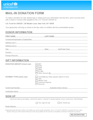 Mail-In Donation Form
