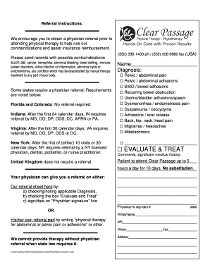 Physician Referral Form for Physical Therapy