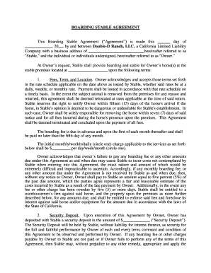 Boarding Stable Agreement
