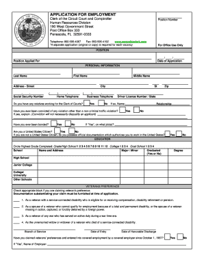Escambia County Florida Employment Application
