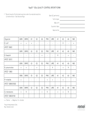 RapID Quality Control Report Form