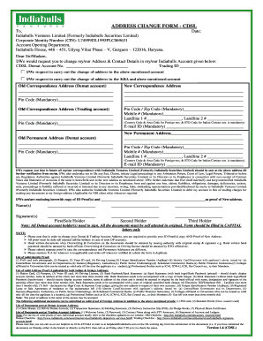 CDSL Address Change Form