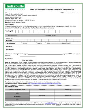 Bank Details Updation Form