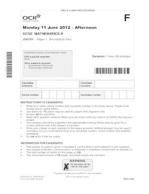 GCSE Mathematics B Foundation Tier Paper 1