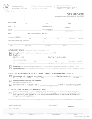 OPT Update Form