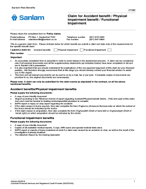 Sanlam Accident and Impairment Claim Form