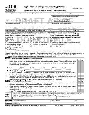 IRS Form 3115 Application for Change in Accounting Method