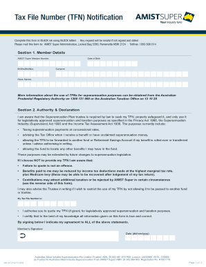 Tax File Number Notification Form
