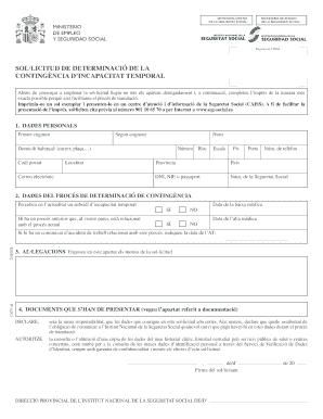 Spanish Temporary Disability Contingency Determination Form