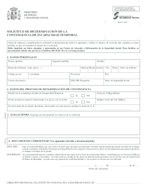 Solicitud de Determinación de la Contingencia de Incapacidad Temporal