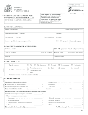 Certificado de Salarios para Contingencias Profesionales