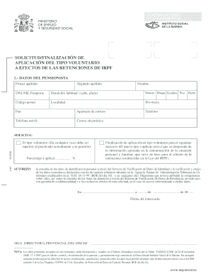 Solicitud/Finalización de Aplicación del Tipo Voluntario a Efectos de las Retenciones de IRPF