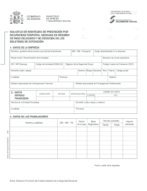 Solicitud de Reintegro de Prestación por Incapacidad Temporal