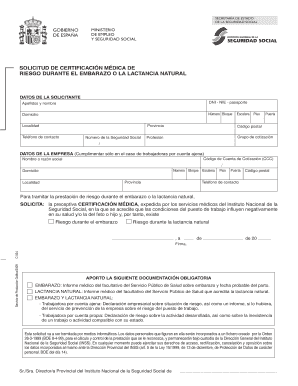 Solicitud de Certificación Médica de Riesgo Durante el Embarazo o la Lactancia Natural