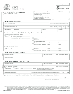 Certificación de Empresa Jubilación Parcial