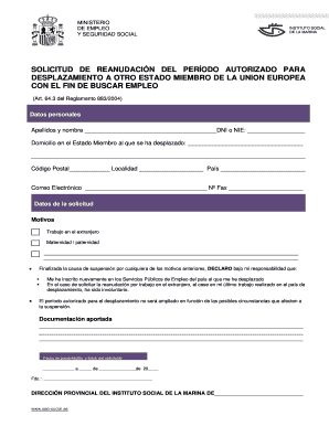 Solicitud de reanudación del período autorizado para desplazamiento a otro Estado Miembro de la Unión Europea con el fin de buscar empleo