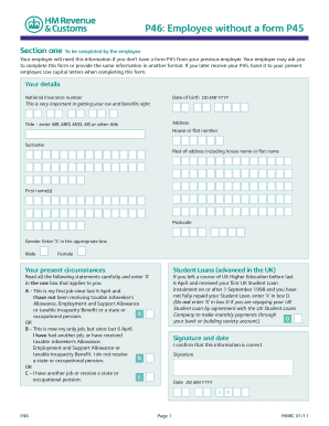 P45 form meaning - P46 Employee without a bformb P45