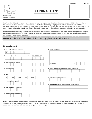 Teachers' Pension Scheme Opt-Out Form