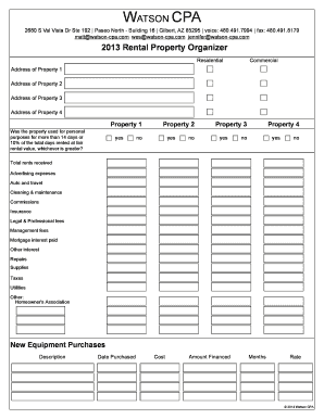 2013 Rental Property Organizer