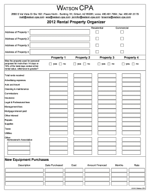 2012 Rental Property Organizer
