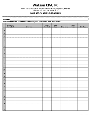 2014 Stock Sales Organizer