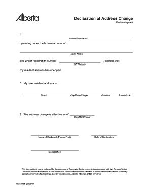 Declaration of Address Change