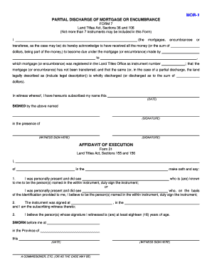 Partial Discharge of Mortgage or Encumbrance Form
