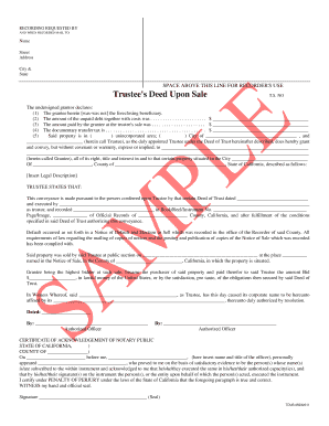 Trustee's Deed Upon Sale