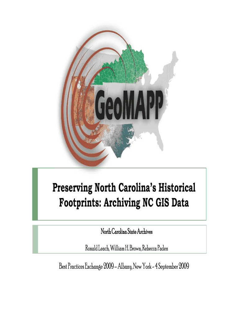 Fillable Online Archiving NC GIS Data GeoMAPP Fax Email Print pdfFiller
