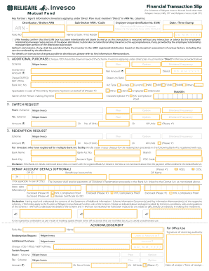 Religare Invesco Mutual Fund Transaction Slip