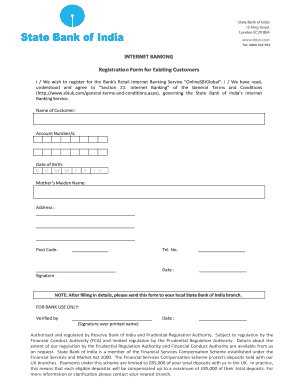 State Bank of India OnlineSBIGlobal Registration Form