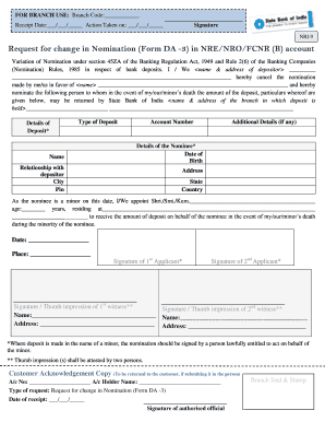 Request for Change in Nomination Form DA-3