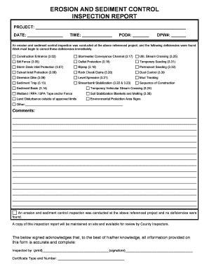 Erosion and Sediment Control Inspection Report