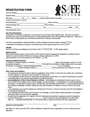 Safe Sitter Registration Form