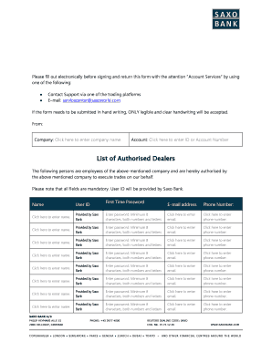 Saxo Bank Authorized Dealers Form