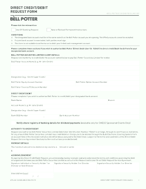 Direct Credit/Debit Request Form