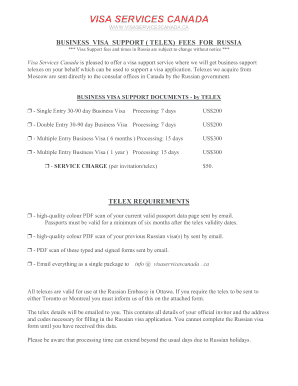 Russian Business Visa Support Application