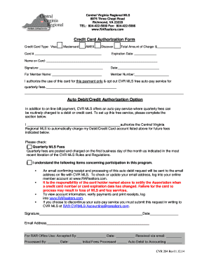 Credit Card Authorization Form