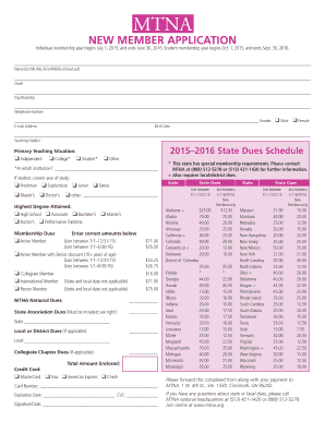 MTNA New Member Application Form