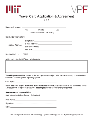 Travel Card Application  Agreement - MIT