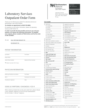 Laboratory Services Outpatient Order Form