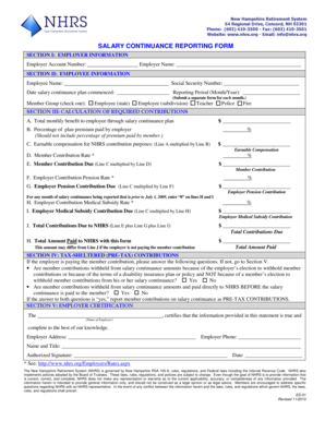 New Hampshire Salary Continuance Reporting Form