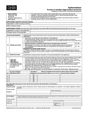 DNB Bank Account Authorization Form