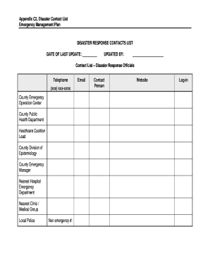 Disaster Contact List
