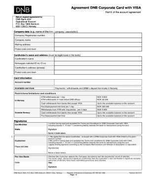 DNB Corporate Card with VISA Agreement