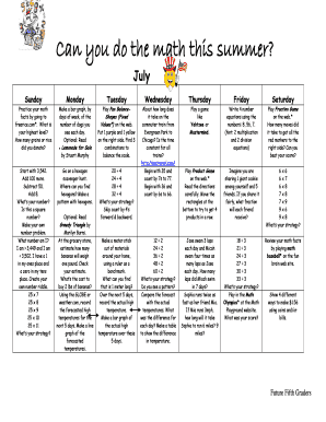 Summer Math Practice Worksheet