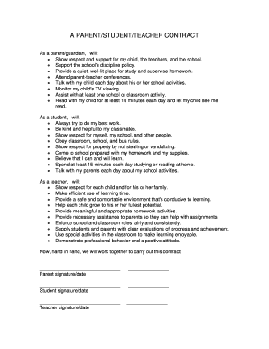 Parent Student Teacher Contract