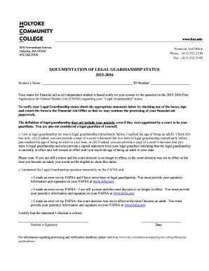Documentation of Legal Guardianship Status